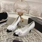 CC 26s High Heels Pump 85 White Black Sheepskin 627008