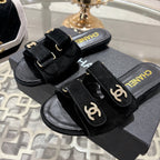 CC 26s Buckle Sandals Black Suede Sheepskin 627079