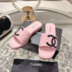 CC 26s Platform Slippers Pink Black Sheepskin 627071