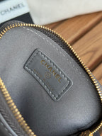 cc 19 zipped coin purse 11cm grey lambskin gold hardware