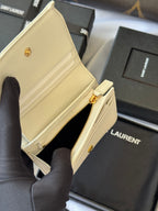YSL Wallet White Gold Cowhide 240578