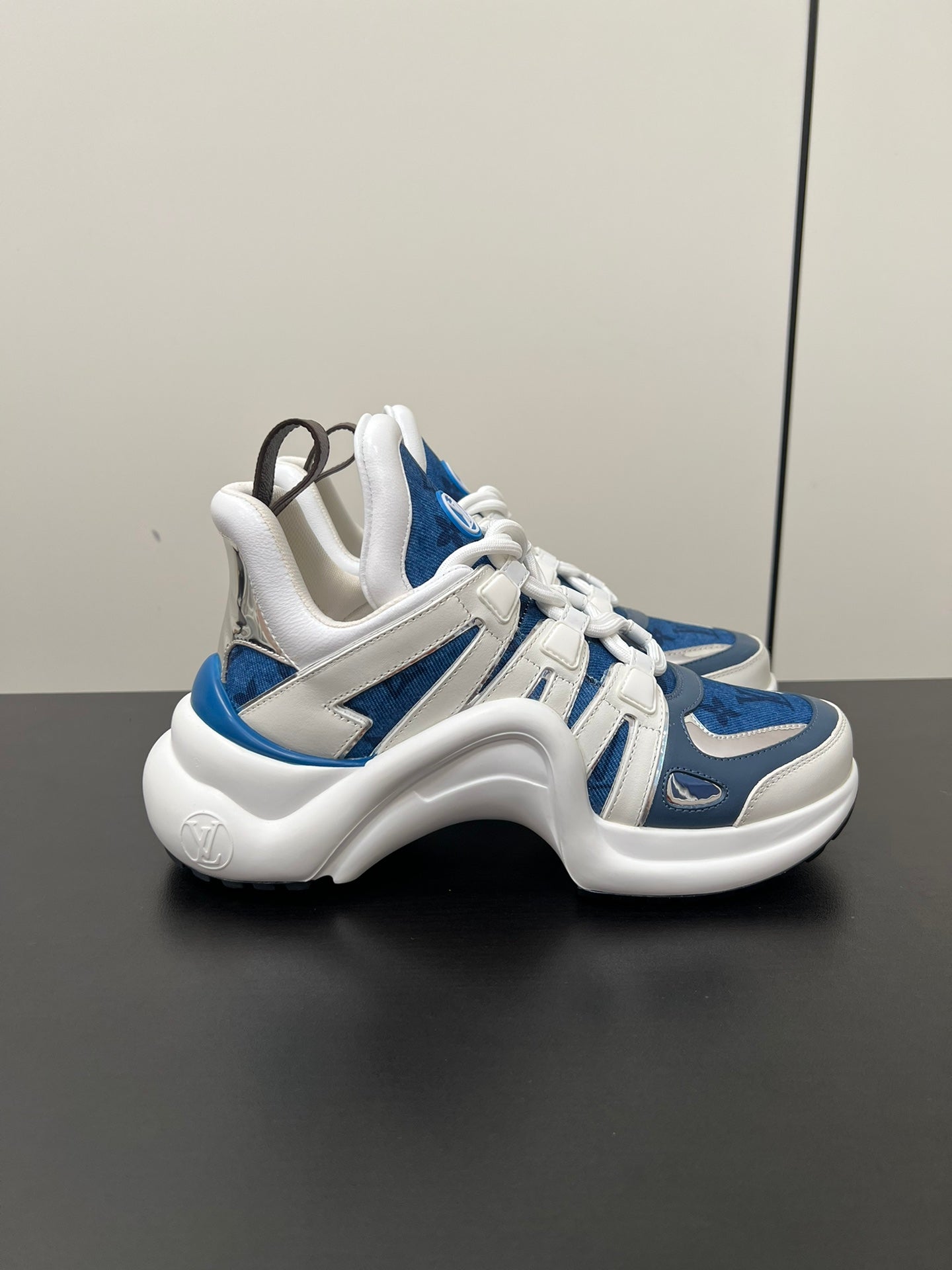 LV Archlight Sneaker 50mm White Mix Dark Blue Monogram Jacquard Fabric
