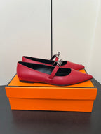 HM 25C Kelly Ballet Flat Red Calfskin 210292