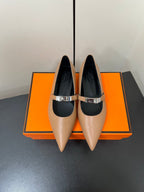 HM 25C Kelly Ballet Flat Ash Brown Calfskin 210298