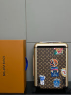 LV 2025 Horizon 55 Travel Stickers Suitcase Brown Beige Canvas Cowhide 273844
