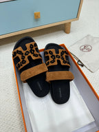 HM 26ss Slippers Black Brown Suede Leather 618574