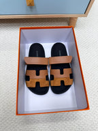 HM Chypre Sandal In Brown Mix Black Cowhide And Suede 968870
