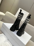 CD D-Major Ankle Boot In Black Mix White Tweed And Lambskin  107725