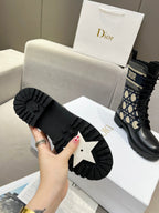 CD D-Major Ankle Boot In Charcoal Blue Mix Black Denim Fabric And Lambskin 107723