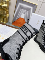 CD D-Major Ankle Boot In Grey Mix Black Denim Fabric And Lambskin  107724