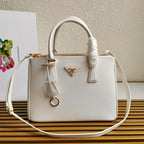 PRA GALLERIA 28 BAG IN WHITE SAFFIANO LEATHER