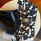 CC Scarf 178CM In Black White Mulberry Silk Mix Wool 424845