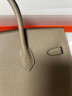 HM BIRKIN SELLIER ETOUPE GREY EPSOM LEATHER GOLD HARDWARE