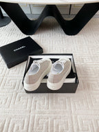 CC Low Sneaker 35mm White Grey Textile Fabric And Lambskin