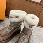 LV 2026 Cortina Ankle Boot Silver Brown White Silver Sequin Wool 594927