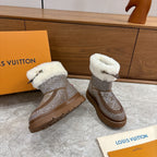 LV 2026 Cortina Ankle Boot Silver Brown White Silver Sequin Wool 594927