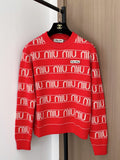 Miumiu 2025 Cardigan Red mix White Wool