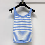 Chanel 2026 Striped Vest Blue And White Wool