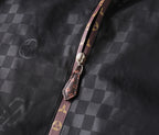 LV HOODED JACKET IN BLACK DAMIER AND BROWN TRIM 239036