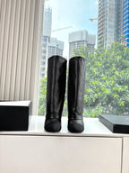 CC 25 High Boot Black Calfskin Grosgrain 430335