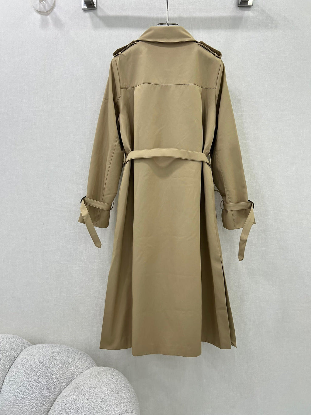 Fendi 25 Lace-up Trench Coat Beige Cotton