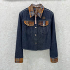 Miu Miu 25 Classic Plaid Pocket Denim Short Jacket