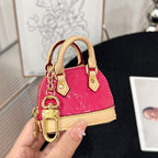 LV Alma Bag Charm Pink mix Beige Cowhide Canvas