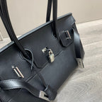 HM Shoulder Birkin 40cm Black Clemence Leather Silver Hardware