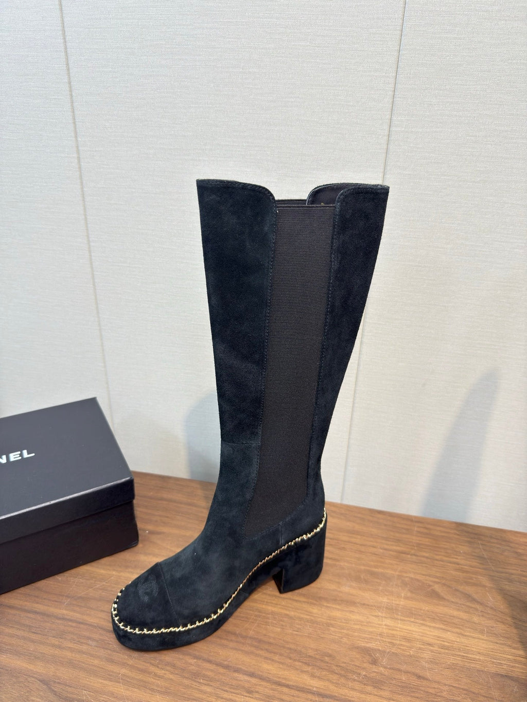 Chanel High Boot Black Suede 465607