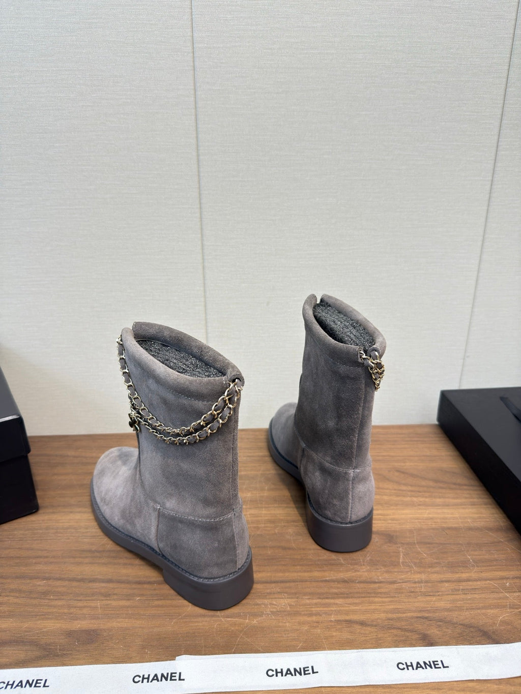 Chanel 25 Boot Grey Suede