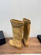 Chanel 25 Long Boot camel Suede 465616
