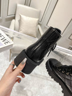 CC Combat Boots 50mm In Glossy Black Cowhide And Lambskin  944661