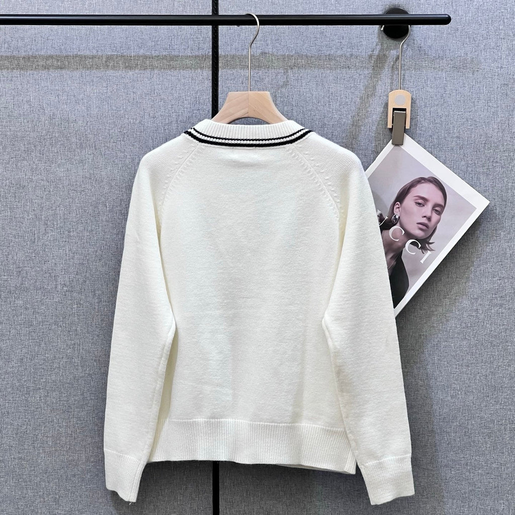 Celine 25 Cardigan White Wool 289190