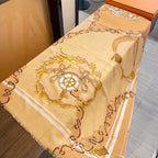 PRINTED SCARF 200 CM IN GOLDEN YELLOW MIX COLORFUL CASHMERE 393003