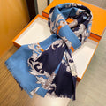 PRINTED SCARF 200 CM IN BLUE MIX COLORFUL CASHMERE 393004