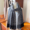 SCARF 200 CM IN BLACK MIX WHITE CASHMERE 398523