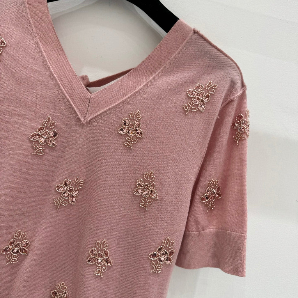 Fendi Wool Cropped sweater with crystal embroidery 229410