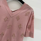 Fendi Wool Cropped sweater with crystal embroidery 229410