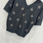 Fendi Wool Cropped sweater with crystal embroidery 229410
