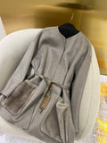 LP 25 Crew Neck Coat Light Gray Cashmere Fur 303966