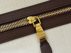 BEAU TOP HANDLE BAG 34 IN COFFEE BROWN SUEDE EMBOSSED LOGO