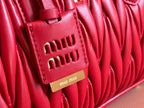 ARCADIE MATELASSÉ BAG 24 IN CERISE RED CALFSKIN GOLD HARDWARE