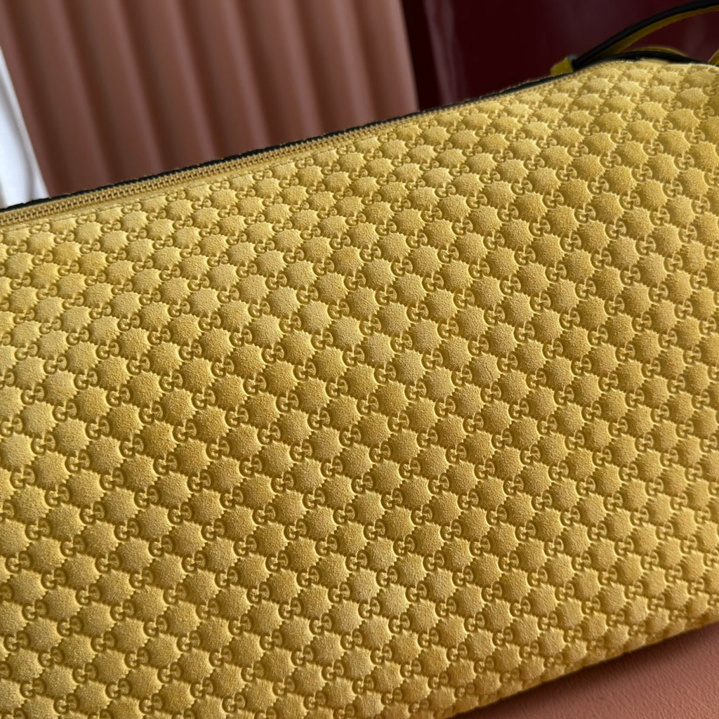 Gucci 2026 Half Horsebit Bag 38cm Yellow Suede Leather 277350