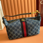 Gucci 2026 Vanity GG-Canvas Top Handle Bag 27.5cm Blue Denim Leather 277185