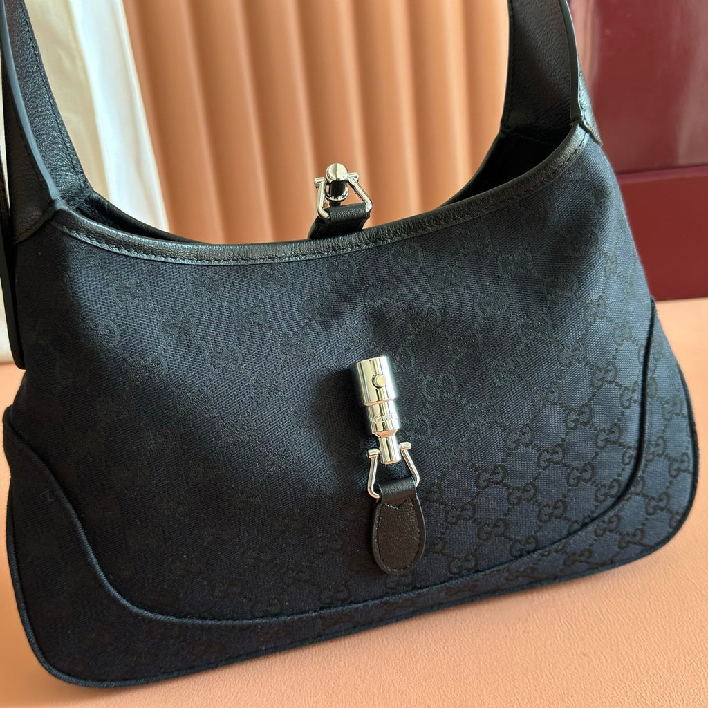 Gucci 2026 Jackie 1961 Shoulder Bag 28cm Black Canvas Leather
