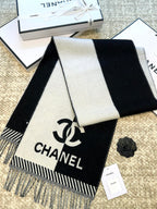CC Scarf 184 CM In Black Mix White Wool Jacquard 424860
