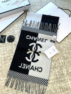 CC Scarf 184 CM In Black Mix White Wool Jacquard 424860
