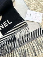 CC Scarf 184 CM In Black Mix White Wool Jacquard 424860