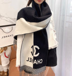 CC Scarf 184 CM In Black Mix White Wool Jacquard 424860