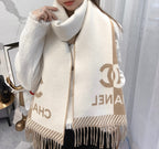 CC Scarf 184 CM In Light Brown Mix White Wool Jacquard 424861